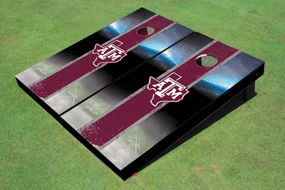 Texas A&M "State Outline" Field Long Strip Matching Maroon Themed Cornhole Boards