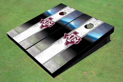 Texas A&M "State Outline" Field Long Strip Matching White Themed Cornhole Boards