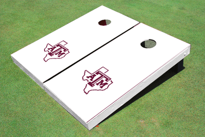 Texas A&M "State Outline" White Matching Solid Cornhole Boards