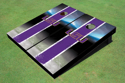 Louisiana State University Field Long Stripe Matching Purple Themed Cornhole Boards