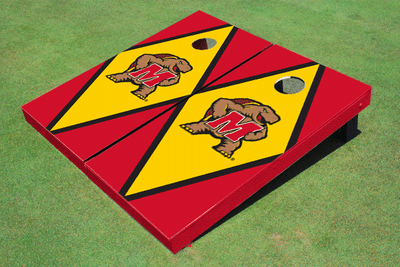 University of Maryland Yellow and Red Matching Diamond Cornhole Boards University of Maryland Yellow and Red Matching Diamond Cornhole Boards