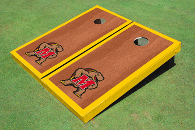 University of Maryland Yellow Rosewood Matching Borders Cornhole Boards University of Maryland Yellow Rosewood Matching Borders Cornhole Boards