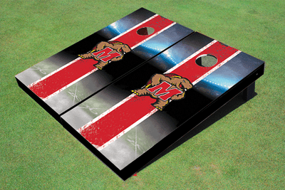 University of Maryland Field Long Stripe Matching Red Themed Cornhole Boards University of Maryland Field Long Stripe Matching Red Themed Cornhole Boards
