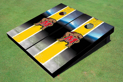 University of Maryland Field Long Stripe Matching Yellow Themed Cornhole Boards