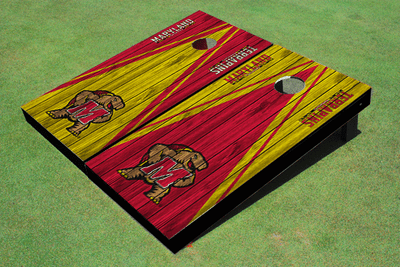 University of Maryland Alternating Wood Look Triangle Cornhole Boards University of Maryland Alternating Wood Look Triangle Cornhole Boards