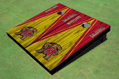 University of Maryland Yellow and Red Matching Wood Look Triangle Cornhole Boards