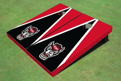 NC State University Black and Red Matching Triangle Cornhole Boards