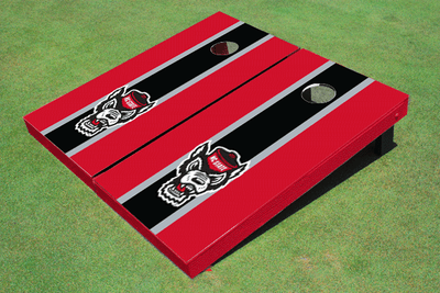 NC State University Black and Red Matching Long Stripe Cornhole Boards NC State University Black and Red Matching Long Stripe Cornhole Boards