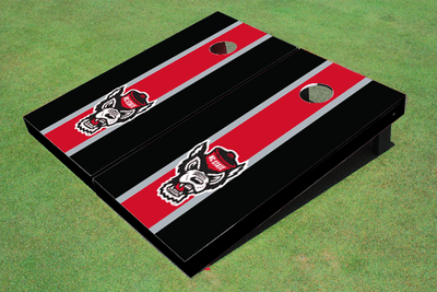 NC State University Red and Black Matching Long Stripe Cornhole Boards