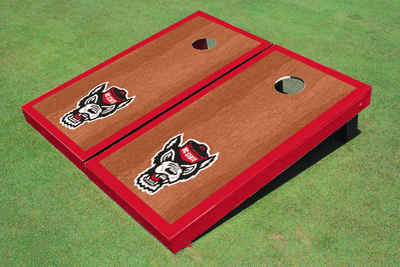 NC State University Red Rosewood Matching Borders Cornhole Boards NC State University Red Rosewood Matching Borders Cornhole Boards
