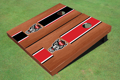 NC State University Rosewood Alternating Long Stripe Cornhole Boards
