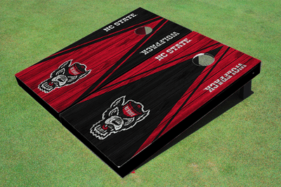 NC State University Alternating Wood Look Triangle Cornhole Boards