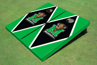 Marshall University Black and Green Matching Diamond Cornhole Boards Marshall University Black and Green Matching Diamond Cornhole Boards