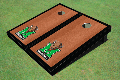 Marshall University Black Rosewood Matching Border Cornhole Boards