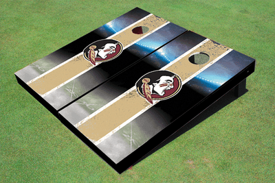 Florida State University Field Long Stripe Matching Gold Themed Cornhole Boards Florida State University Field Long Stripe Matching Gold Themed Cornhole Boards