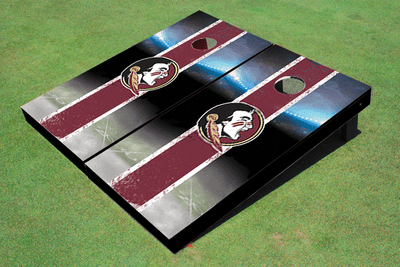 Florida State University Field Long Stripe Matching Maroon Themed Cornhole Boards