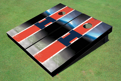 University of Illinois Field Long Strip Matching Orange Themed Cornhole Boards