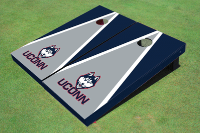University of Connecticut "UConn" Gray and Navy Matching Triangle Cornhole Boards