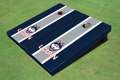 University of Connecticut "UConn" Gray and Navy Matching Long Stripe Cornhole Boards