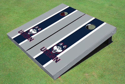 University of Connecticut "UConn" Navy and Gray Matching Long Stripe Cornhole Boards
