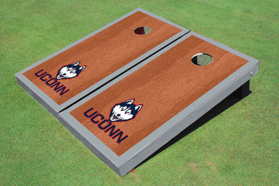University of Connecticut "UConn" Gray Rosewood Matching Border Cornhole Boards