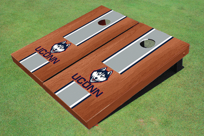 University of Connecticut "UConn" Gray Rosewood Matching Long Stripe Cornhole Boards