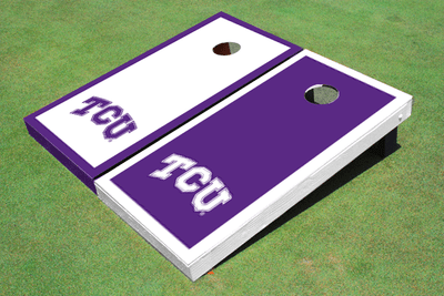Texas Christian University "TCU" Alternating Border Cornhole Boards Texas Christian University "TCU" Alternating Border Cornhole Boards