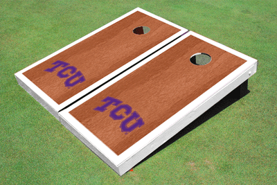 Texas Christian University "TCU" White Rosewood Matching Borders Cornhole Boards