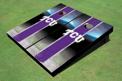 Texas Christian University "TCU" Field Long Stripe Matching Purple Themed Cornhole Boards Texas Christian University "TCU" Field Long Stripe Matching Purple Themed Cornhole Boards