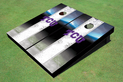 Texas Christian University "TCU" Field Long Stripe Matching White Themed Cornhole Boards