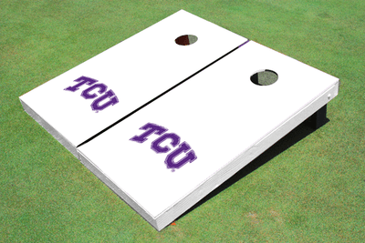 Texas Christian University "TCU" White Matching Solid Cornhole Boards