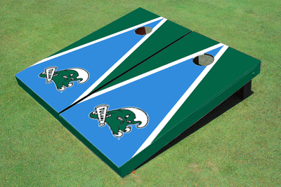 Tulane University Unci and Green Matching Triangle Cornhole Boards