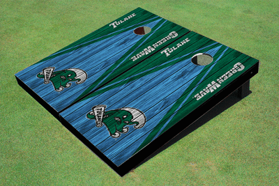 Tulane University Unci and Green Matching Wood Look Triangle Cornhole Boards Tulane University Unci and Green Matching Wood Look Triangle Cornhole Boards