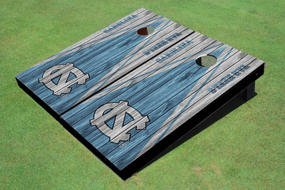 University of North Carolina "UNC" Blue and White Matching Wood Look Triangle Cornhole Boards University of North Carolina "UNC" Blue and White Matching Wood Look Triangle Cornhole Boards