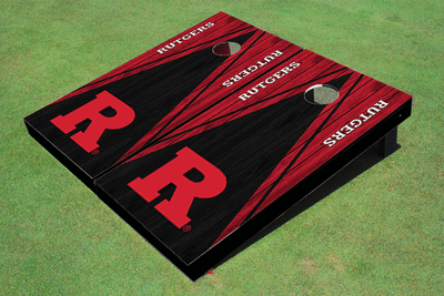 Rutgers University Black and Red Matching Wood Look Triangle Cornhole Boards