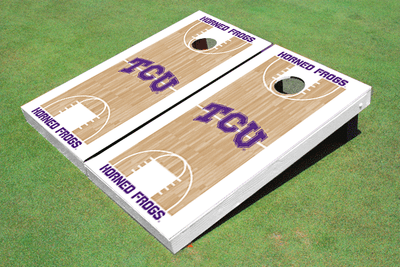Texas Christian University "TCU"  Matching White Basketball Court Custom Cornhole Board