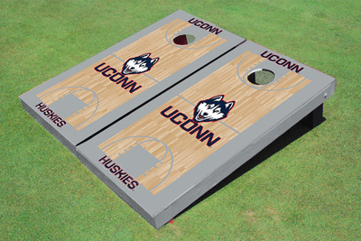 University of Connecticut "UConn" Matching Gray Basketball Court Custom Cornhole Board