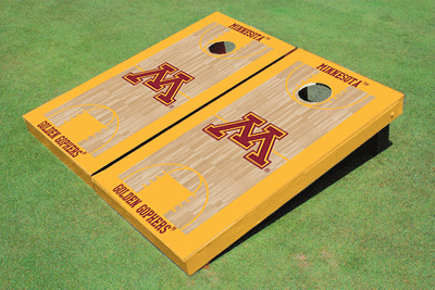 University of Minnesota Matching Gold Basketball Court Custom Cornhole Board University of Minnesota Matching Gold Basketball Court Custom Cornhole Board