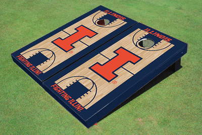 University of Illinois Matching Navy Basketball Court Custom Cornhole Board University of Illinois Matching Navy Basketball Court Custom Cornhole Board
