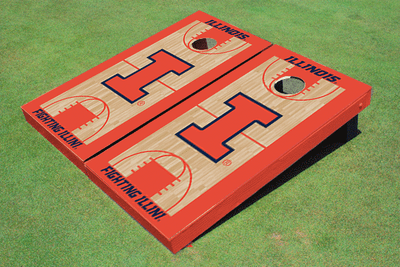 University of Illinois Matching Orange Basketball Court Custom Cornhole Board