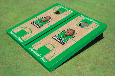 Marshall University Green Matching Basketball Court Custom Cornhole Board