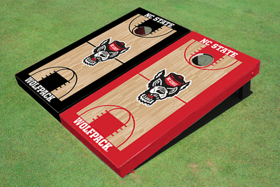 NC State University Alternating Basketball Court Custom Cornhole Board