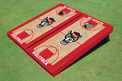 NC State University Red Matching Basketball Court Custom Cornhole Board