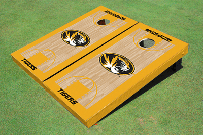 University of Missouri Gold Matching Basketball Court Custom Cornhole Board