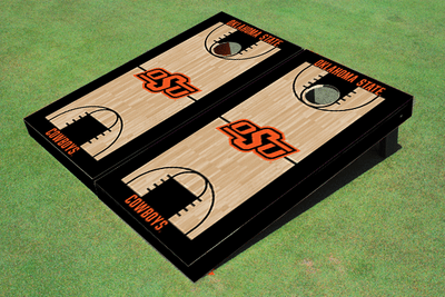 Oklahoma State University Black Matching Basketball Court Custom Cornhole Board