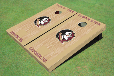 Florida State University Gold Matching Basketball Court Custom Cornhole Board