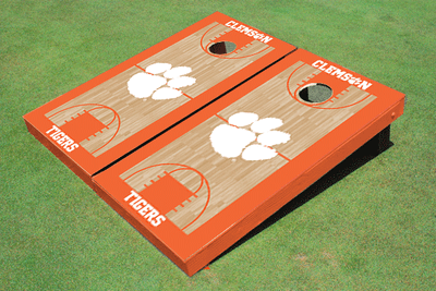 Clemson University Orange Matching Basketball Court Custom Cornhole Board