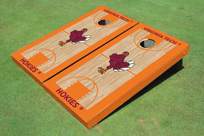 Virginia Tech "HokieBird" Orange Matching Basketball Court Custom Cornhole Board