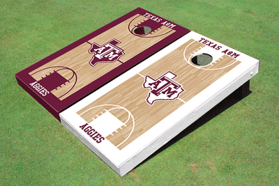 Texas A&M "State Outline" Alternating Basketball Court Custom Cornhole Board