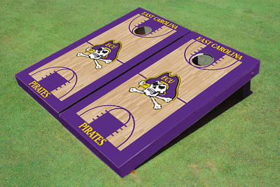 East Carolina University Purple Matching Basketball Court Custom Cornhole Board East Carolina University Purple Matching Basketball Court Custom Cornhole Board